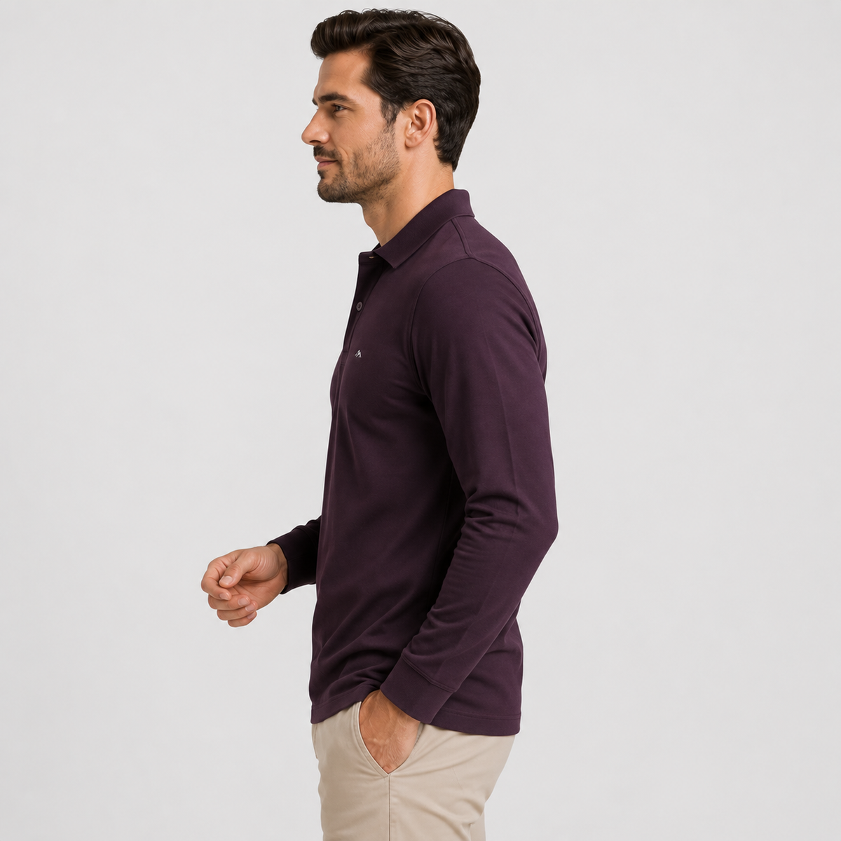 Montviro | Men's Polo Shirt Geometric Print Long Sleeve Regular Fit