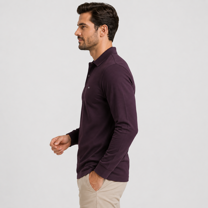 Montviro | Men's Polo Shirt Geometric Print Long Sleeve Regular Fit