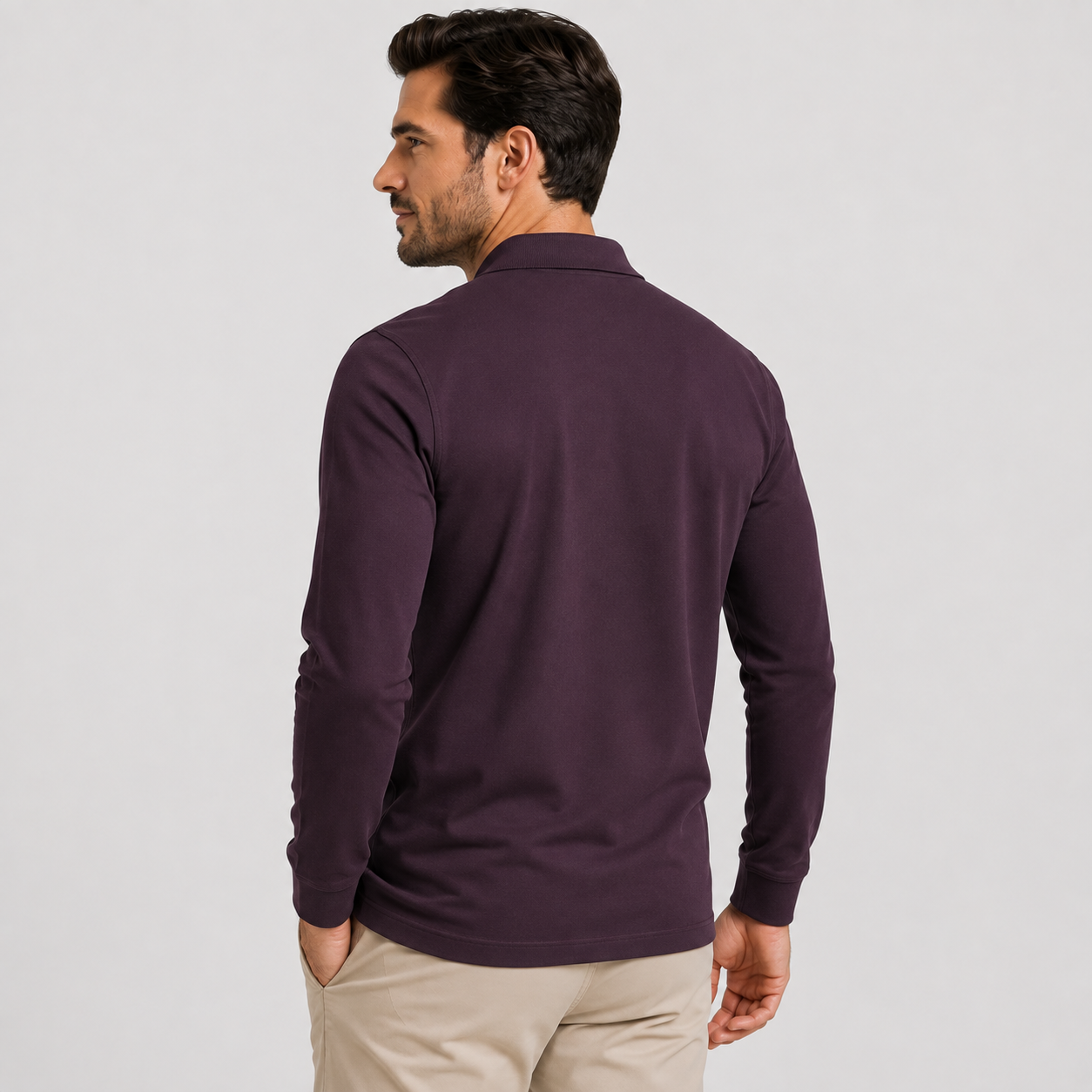 Montviro | Men's Polo Shirt Geometric Print Long Sleeve Regular Fit