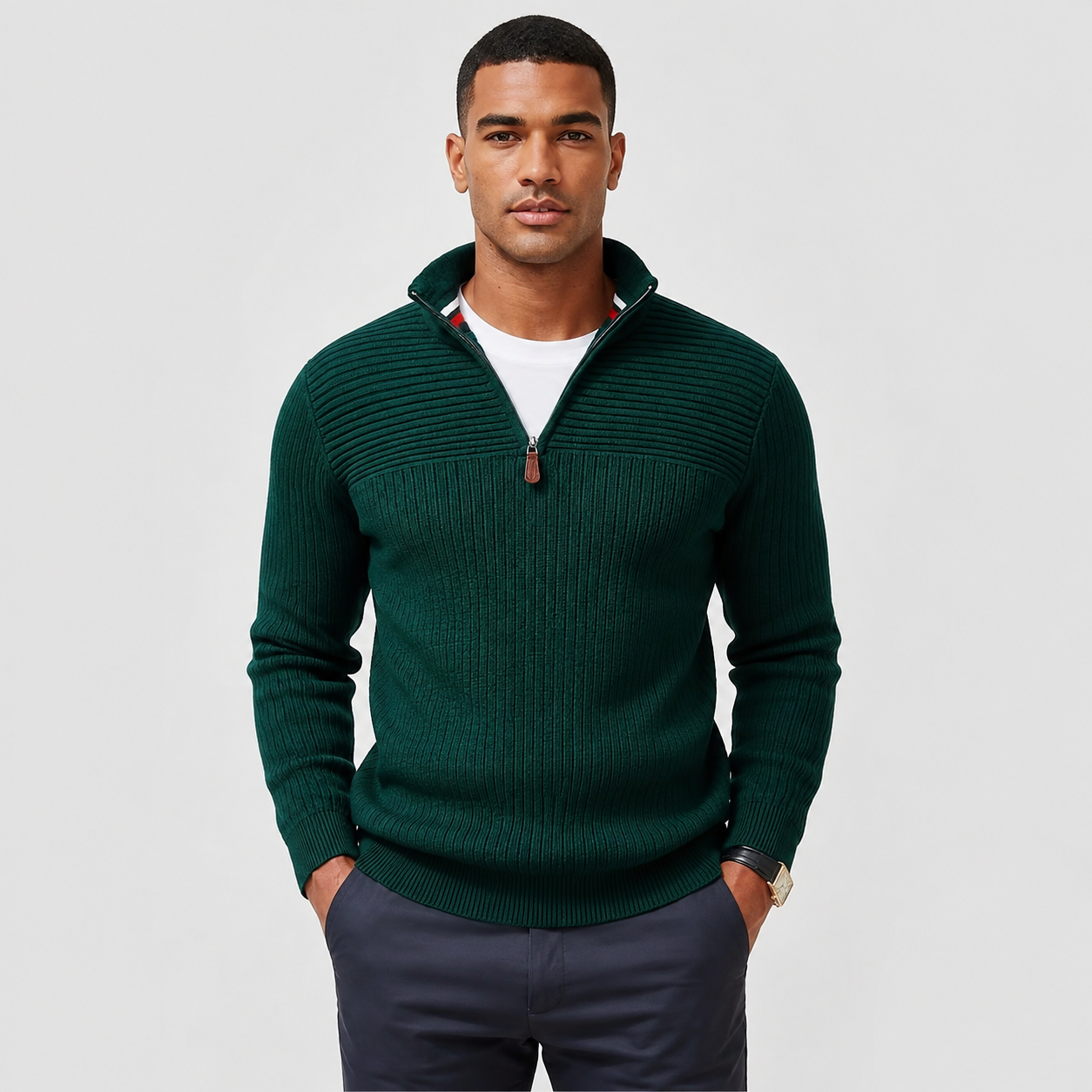 Montviro | Men’s Half Zip Sweater Viscose Knit Regular Fit