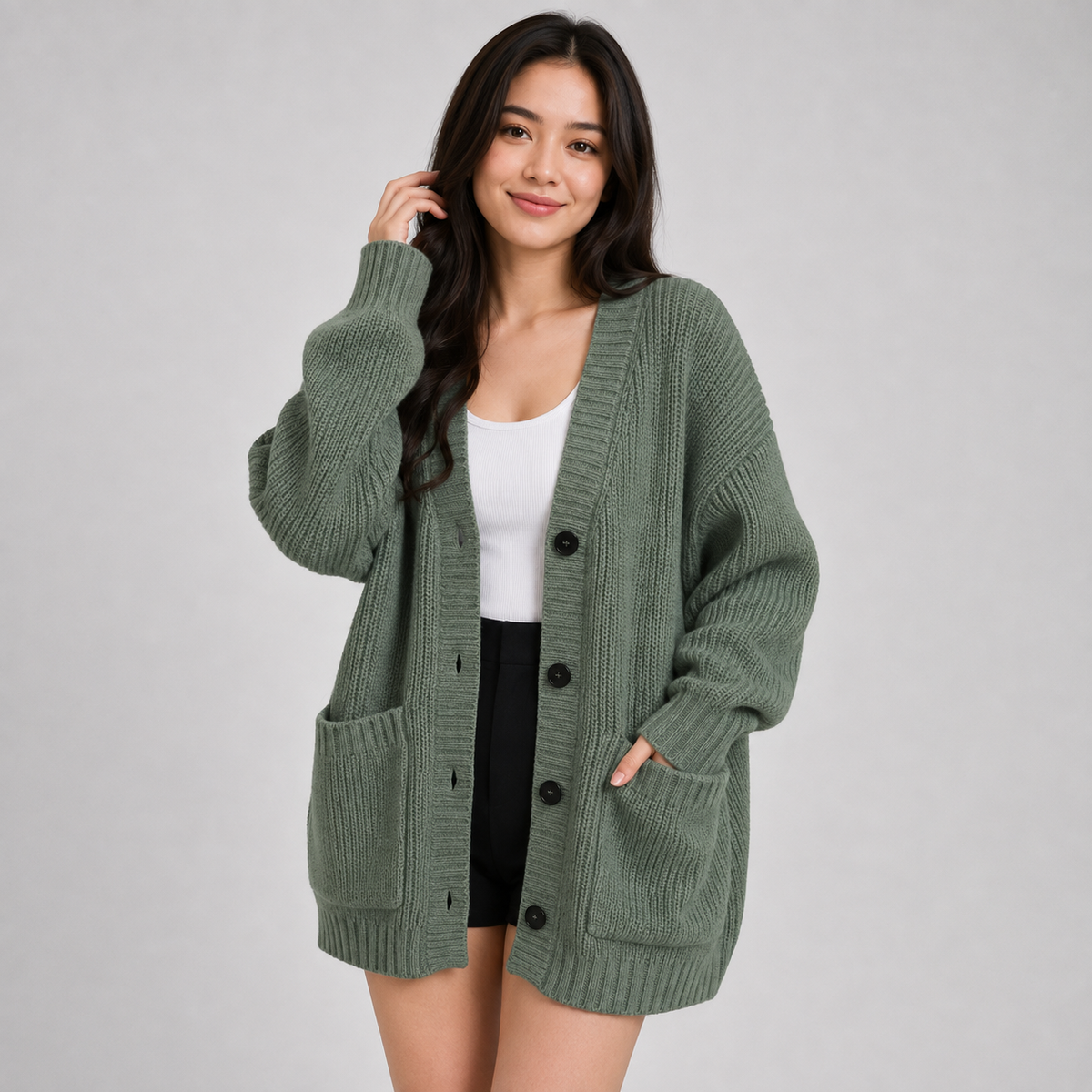Montviro | Women’s Cardigan V-Neck Knit Single Button Classic Fit