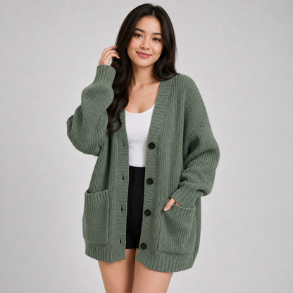 Montviro | Women’s Cardigan V-Neck Knit Single Button Classic Fit