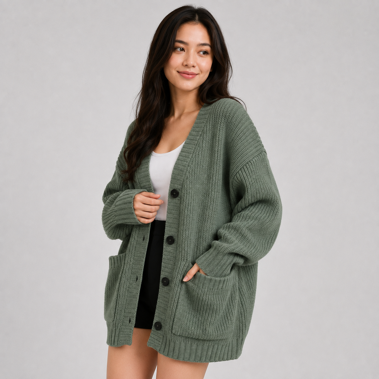 Montviro | Women’s Cardigan V-Neck Knit Single Button Classic Fit