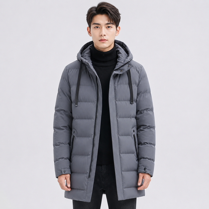 Montviro | Men's Black Puffer Jacket Hooded Warm Winter Coat