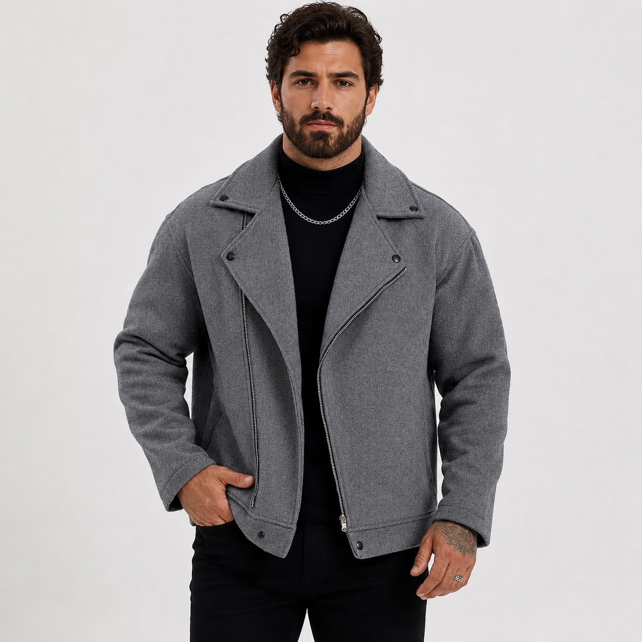 Montviro | Men’s Fleece Jacket Lapel Collar Regular Fit Casual
