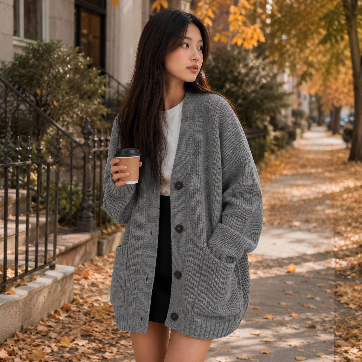 Montviro | Women’s Cardigan V-Neck Knit Single Button Classic Fit