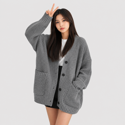 Montviro | Women’s Cardigan V-Neck Knit Single Button Classic Fit
