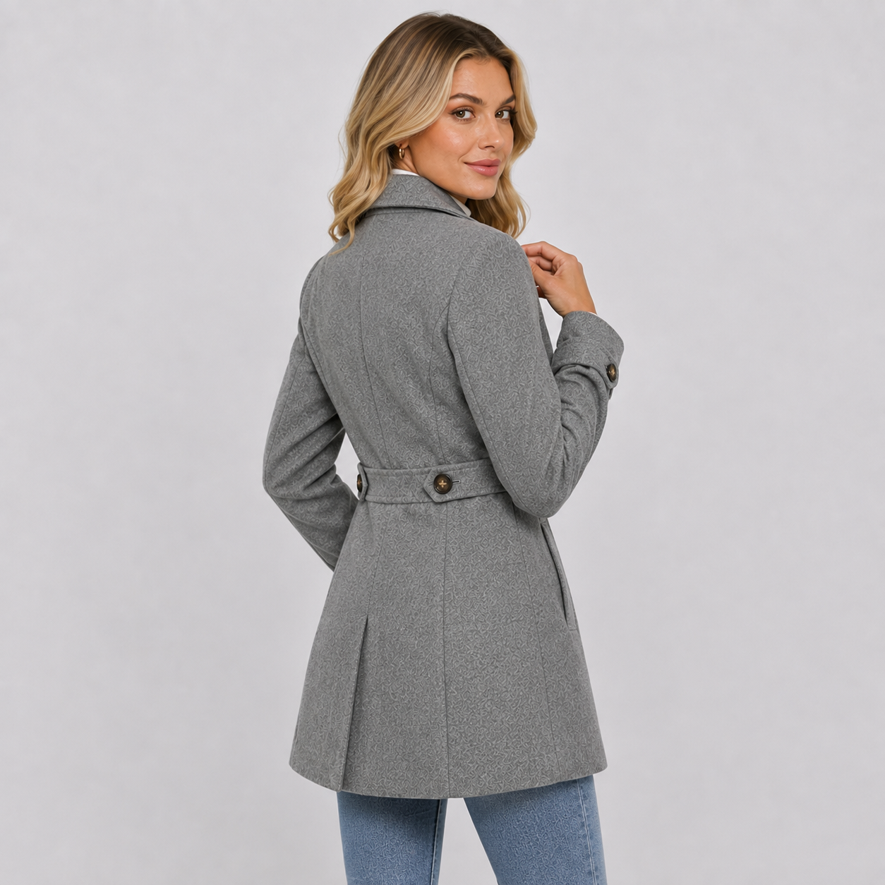 Montviro | Women’s Tweed Coat – Double Breasted Fall Winter Jacket