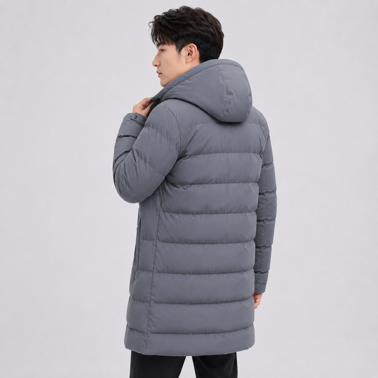 Montviro | Men's Black Puffer Jacket Hooded Warm Winter Coat