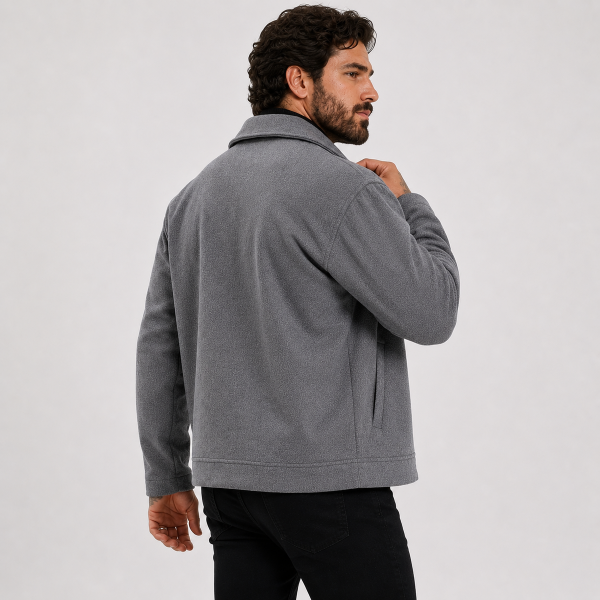 Montviro | Men’s Fleece Jacket Lapel Collar Regular Fit Casual