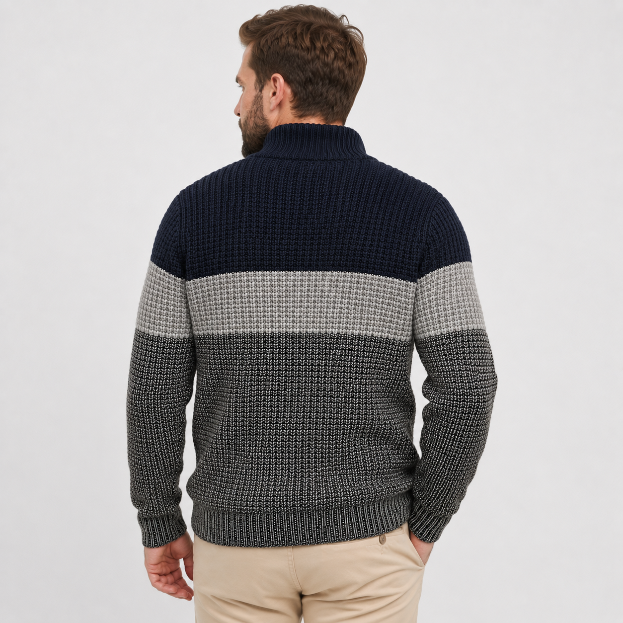 Montviro | Men’s Quarter-Zip Knit Sweater Classic Stripe