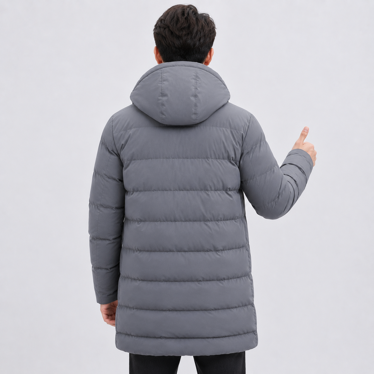 Montviro | Men's Black Puffer Jacket Hooded Warm Winter Coat