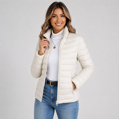Montviro | Women's Lightweight Puffer Jacket - Warm High Neck Zip Front
