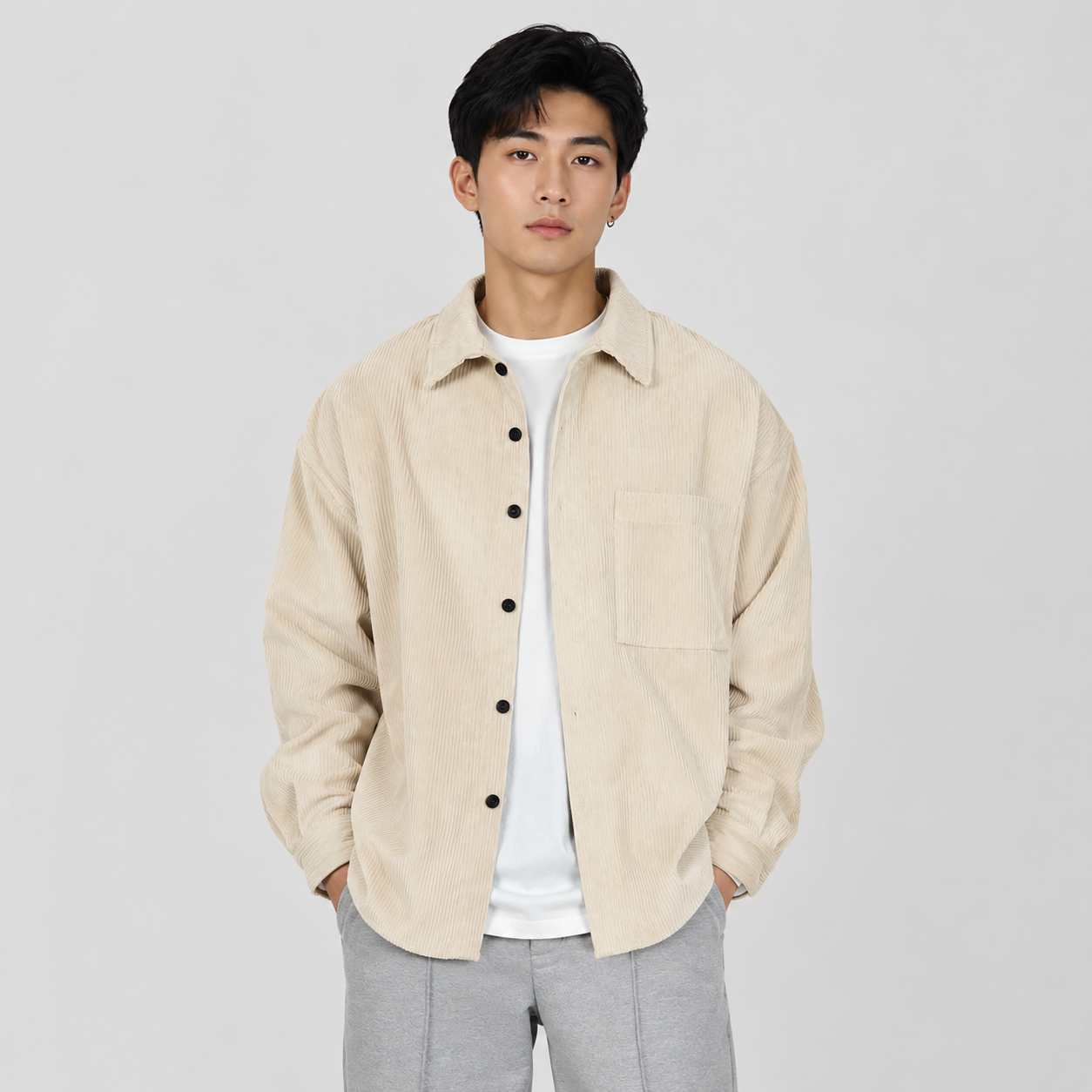 Montviro | Men’s Casual Button Down Shirt Loose Fit Solid Color