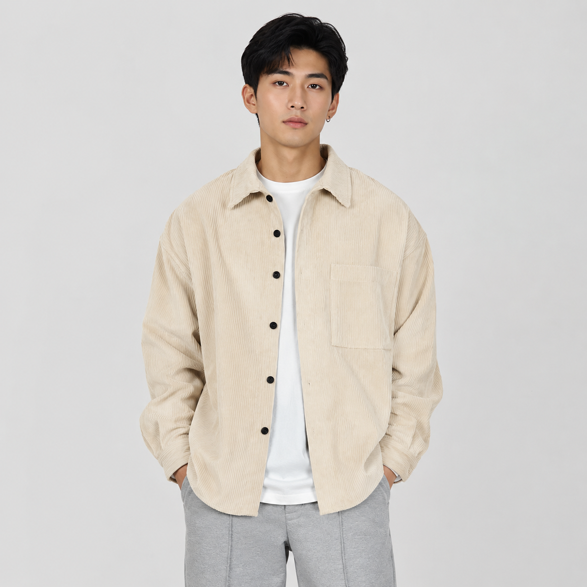 Montviro | Men’s Casual Button Down Shirt Loose Fit Solid Color