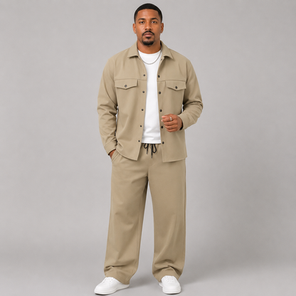 Montviro | Men's Knit Jacket & Pants Set, Regular Fit, Smart Casual