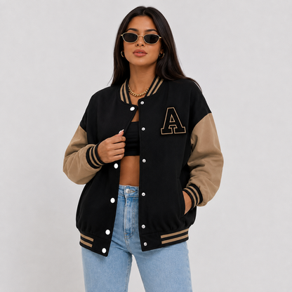 Montviro | Women's Varsity Jacket Long Sleeve Letter Graphic Fall Jacket