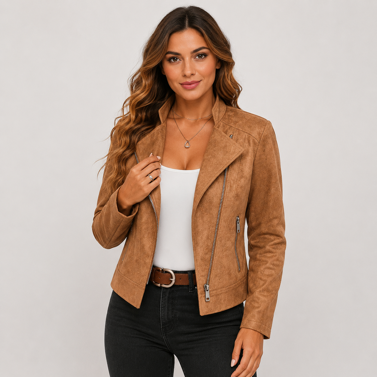 Montviro | Women’s Biker Jacket – Stand Collar Plus Size