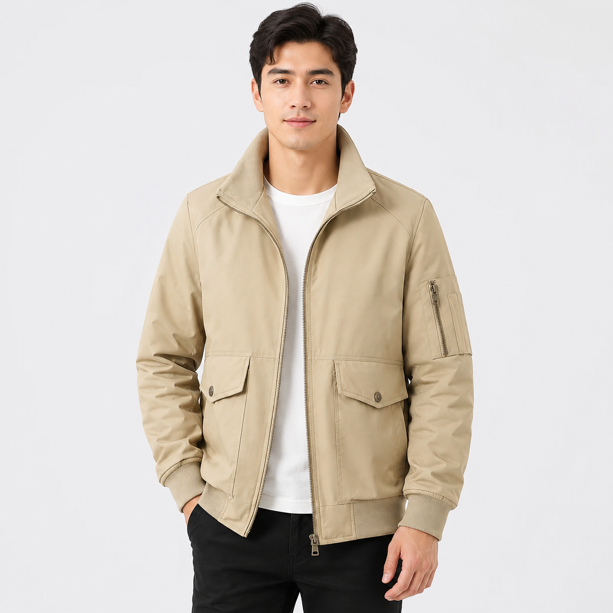 Montviro | Men’s Bomber Jacket – Multi-Pocket Zip-Up Regular Fit