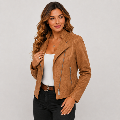 Montviro | Women’s Biker Jacket – Stand Collar Plus Size