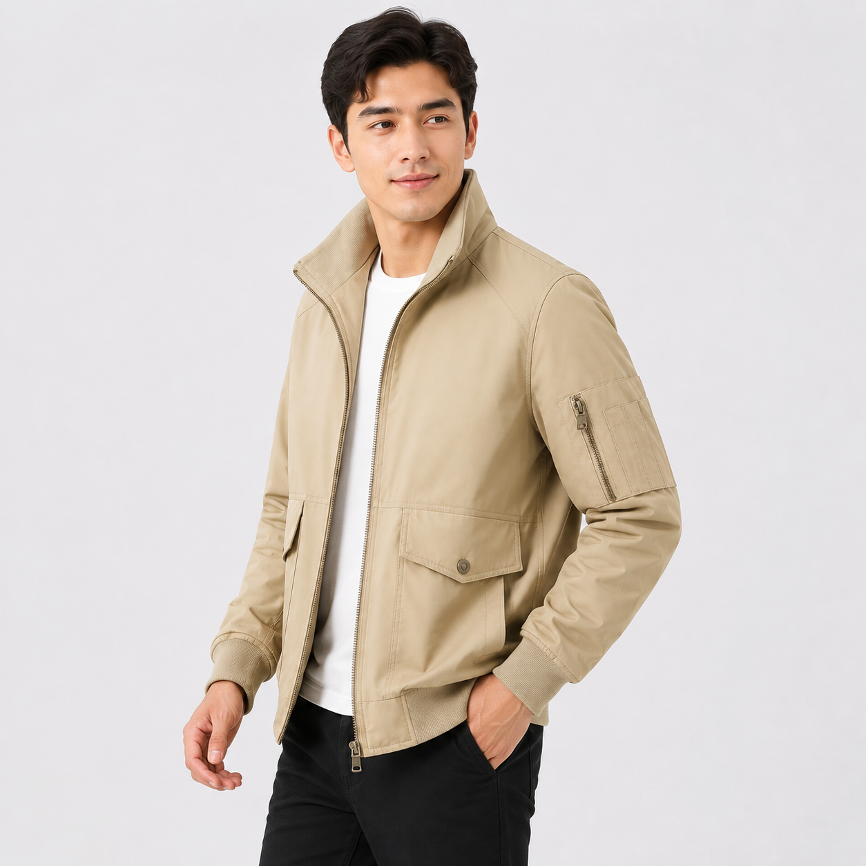 Montviro | Men’s Bomber Jacket – Multi-Pocket Zip-Up Regular Fit