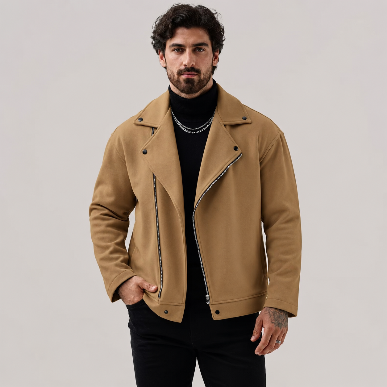 Montviro | Men’s Fleece Jacket Lapel Collar Regular Fit Casual