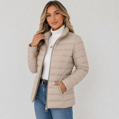Montviro | Women's Lightweight Puffer Jacket - Warm High Neck Zip Front