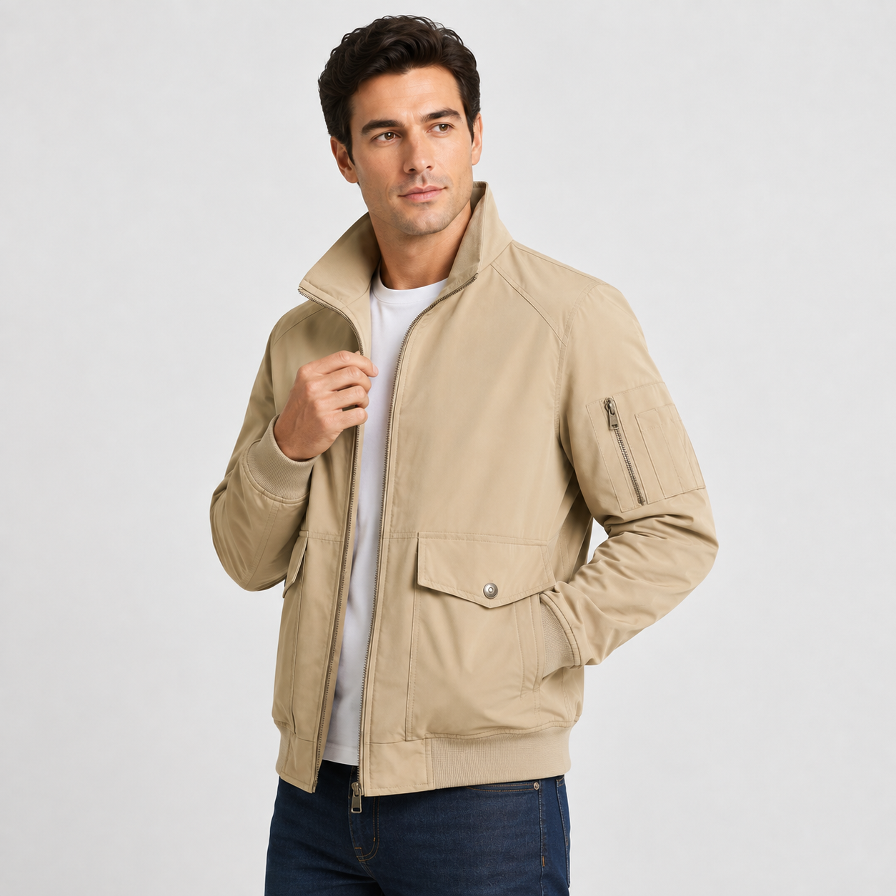 Montviro | Men's Bomber Jacket – Thickened Woven Fabric, Regular Fit