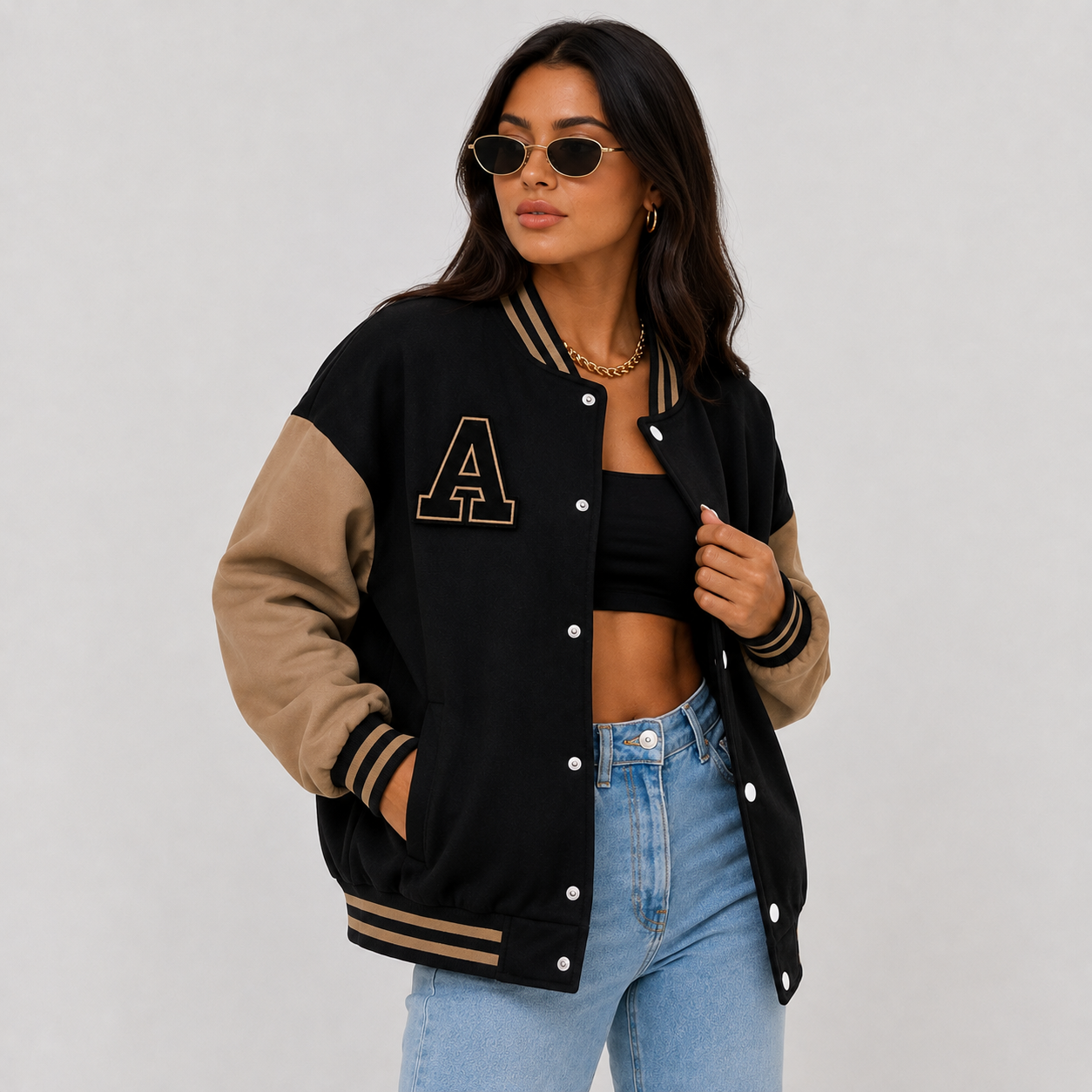 Montviro | Women's Varsity Jacket Long Sleeve Letter Graphic Fall Jacket