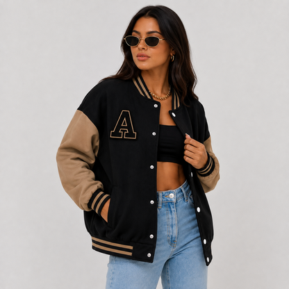 Montviro | Women's Varsity Jacket Long Sleeve Letter Graphic Fall Jacket