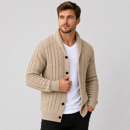 Montviro | Men's Cable Knit Cardigan – Warm Button Front Winter Sweater