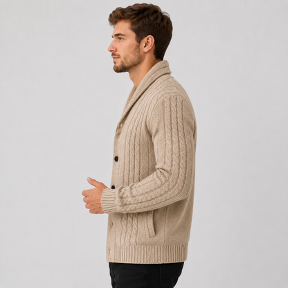 Montviro | Men's Cable Knit Cardigan – Warm Button Front Winter Sweater