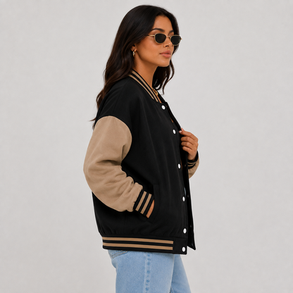 Montviro | Women's Varsity Jacket Long Sleeve Letter Graphic Fall Jacket
