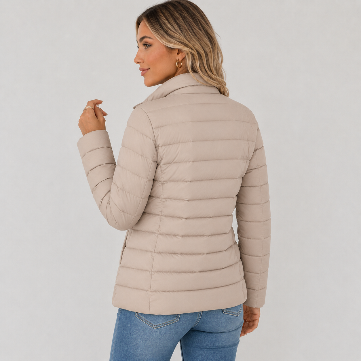 Montviro | Women's Lightweight Puffer Jacket - Warm High Neck Zip Front