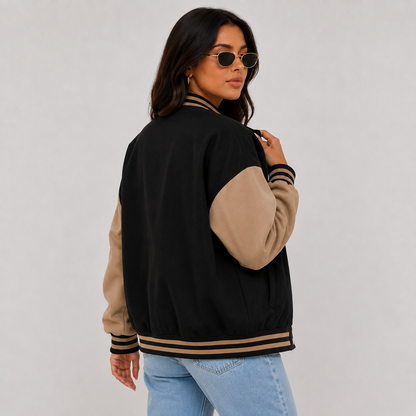 Montviro | Women's Varsity Jacket Long Sleeve Letter Graphic Fall Jacket