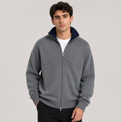 Montviro | Men's Knit Zip Cardigan Stand Collar Regular Fit Fall Winter