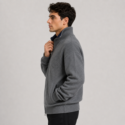 Montviro | Men's Knit Zip Cardigan Stand Collar Regular Fit Fall Winter