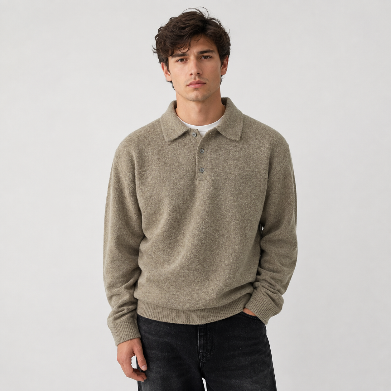 Montviro | Men's Polo Sweater Knit Long Sleeve Comfort Regular Fit