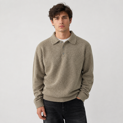 Montviro | Men's Polo Sweater Knit Long Sleeve Comfort Regular Fit