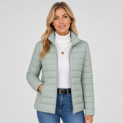 Montviro | Women's Lightweight Puffer Jacket - Warm High Neck Zip Front