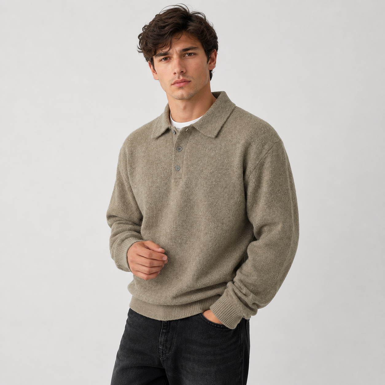 Montviro | Men's Polo Sweater Knit Long Sleeve Comfort Regular Fit