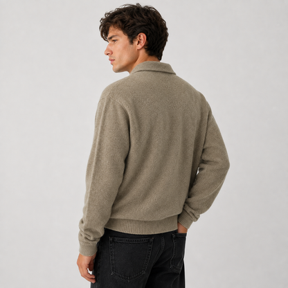 Montviro | Men's Polo Sweater Knit Long Sleeve Comfort Regular Fit