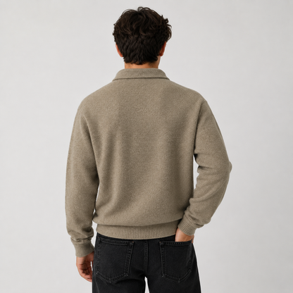 Montviro | Men's Polo Sweater Knit Long Sleeve Comfort Regular Fit