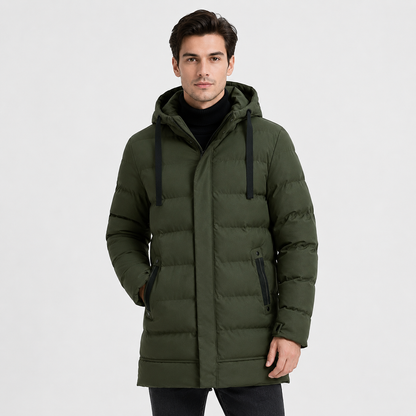 Montviro | Men's Black Puffer Jacket Hooded Warm Winter Coat