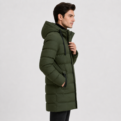 Montviro | Men's Black Puffer Jacket Hooded Warm Winter Coat