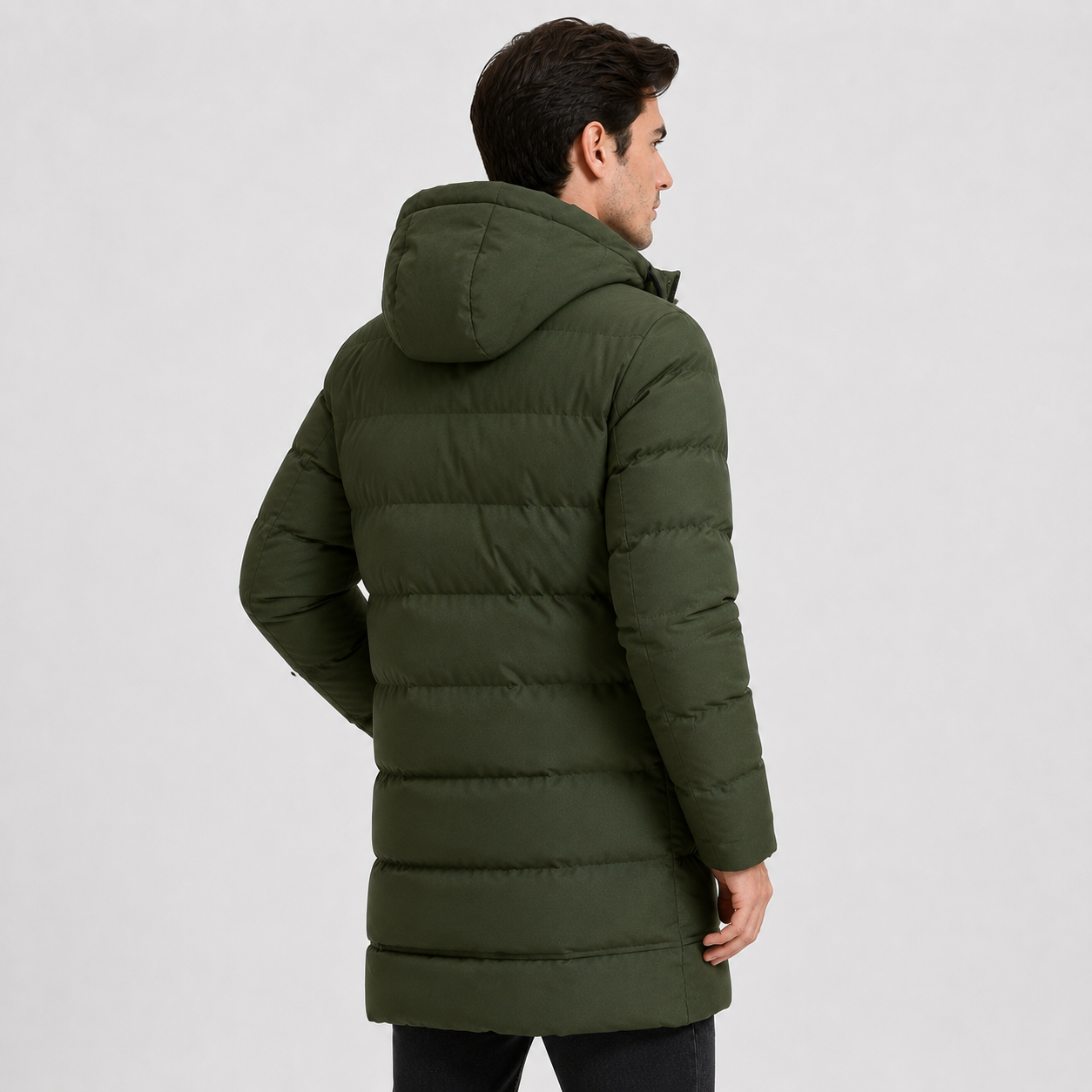 Montviro | Men's Black Puffer Jacket Hooded Warm Winter Coat