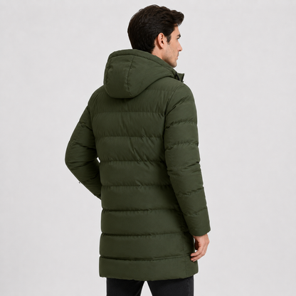 Montviro | Men's Black Puffer Jacket Hooded Warm Winter Coat