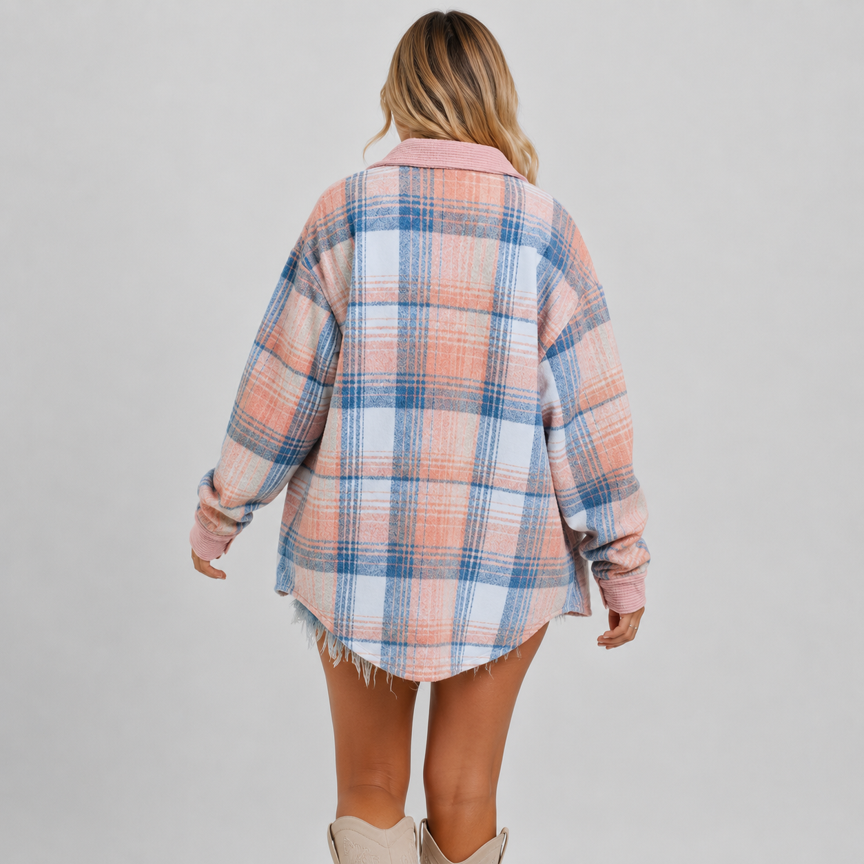 Montviro | Women’s Plaid Fall Jacket Button Front Relaxed Fit