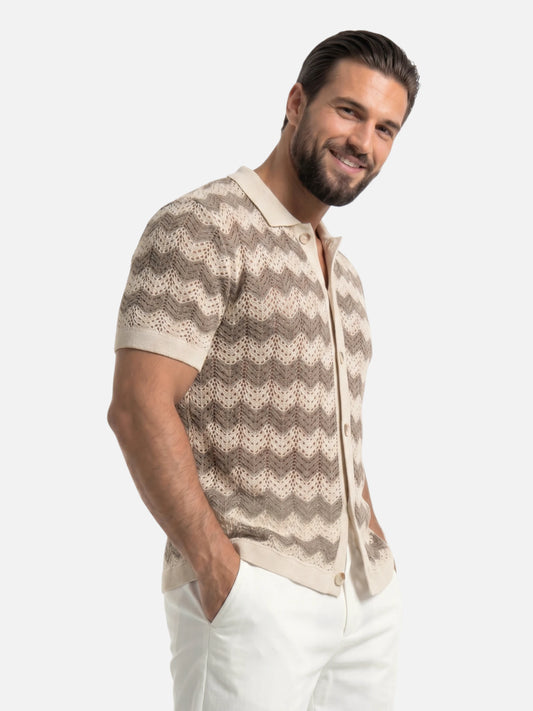 Montviro | Men’s Crochet Knit Shirt – Retro Summer Elegance