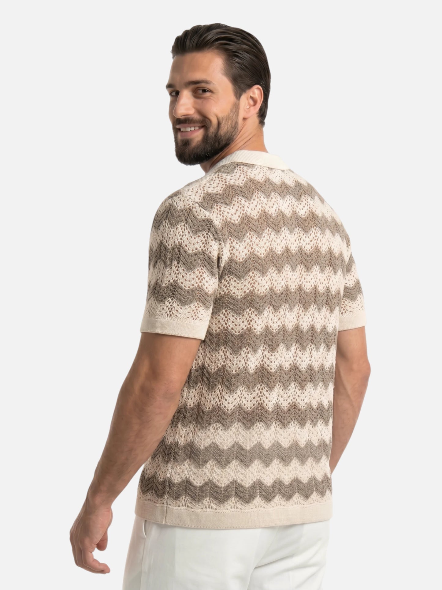 Montviro | Men’s Crochet Knit Shirt – Retro Summer Elegance